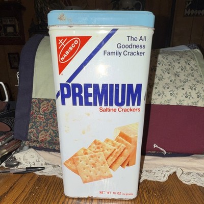 Nabisco Premium Saltine Crackers Stack Pack Tin Canister 1978 16 oz