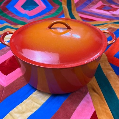 ヴィンテージ　DESCOWARE BELGIUM Flame Bean Pot Descoware Flame Enamel Dutch Oven Cast Iron Pot Belgium 2 F FE 12