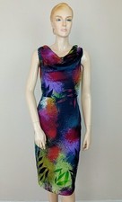 VINTAGE 00'S ABSTRACT JUNGLE PRINT JASPER CONRAN CHIFFON PARTY BUSINESS DRESS 8