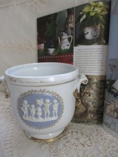 Antique Jasperware Cache Pot w/ Cherubs as seen in Victoria's Christmas Magazine