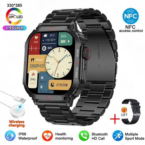 Smart Watch Men Women 1.95" AMOLED Fitness Tracker Bluetooth NFC ECG Call IP68