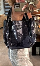 TOD S Handbag Hobo Navy Blue Patent/leather/PVC. Good looking/Great shape