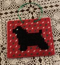 Handmade Needlepoint Cocker Spaniel Sign Ornament Color Choice Dog Lover Gift