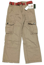 EDDIE BAUER BELTED CARGO PANTS BOYS SIZE 10 REGULAR - CAMEL - NWT