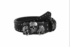 Punk Skull Studded Belt Black Gothic Waist Belt Adjustable Rock Emo