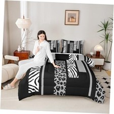 Leopard Print Comforter Set Size,Cheetah Zebra Skin Geometric King A-multi 09