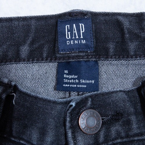 Gap Jeans Youth Boys Size 16 Reg 27x29 Stretch Skinny Black Adjustable Waist - Picture 5 of 10