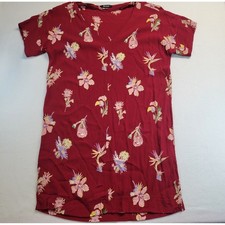 Madewell Red Floral Bird of Paradise V-Neck Shift Dress Viscose Size Medium