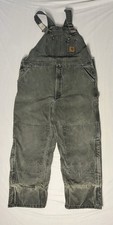 Vintage Carhartt Double Knee Canvas Bib Overalls Men  s Size 44x32 Green R27 MOS