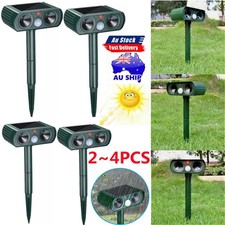 Ultrasonic Solar Powered Animal Repeller Cat Dog Fox Pest Deterrent Waterproof