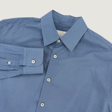 Prada Milano Dress Shirt Mens size Medium 40 15.75 Blue Micro Check Luxury
