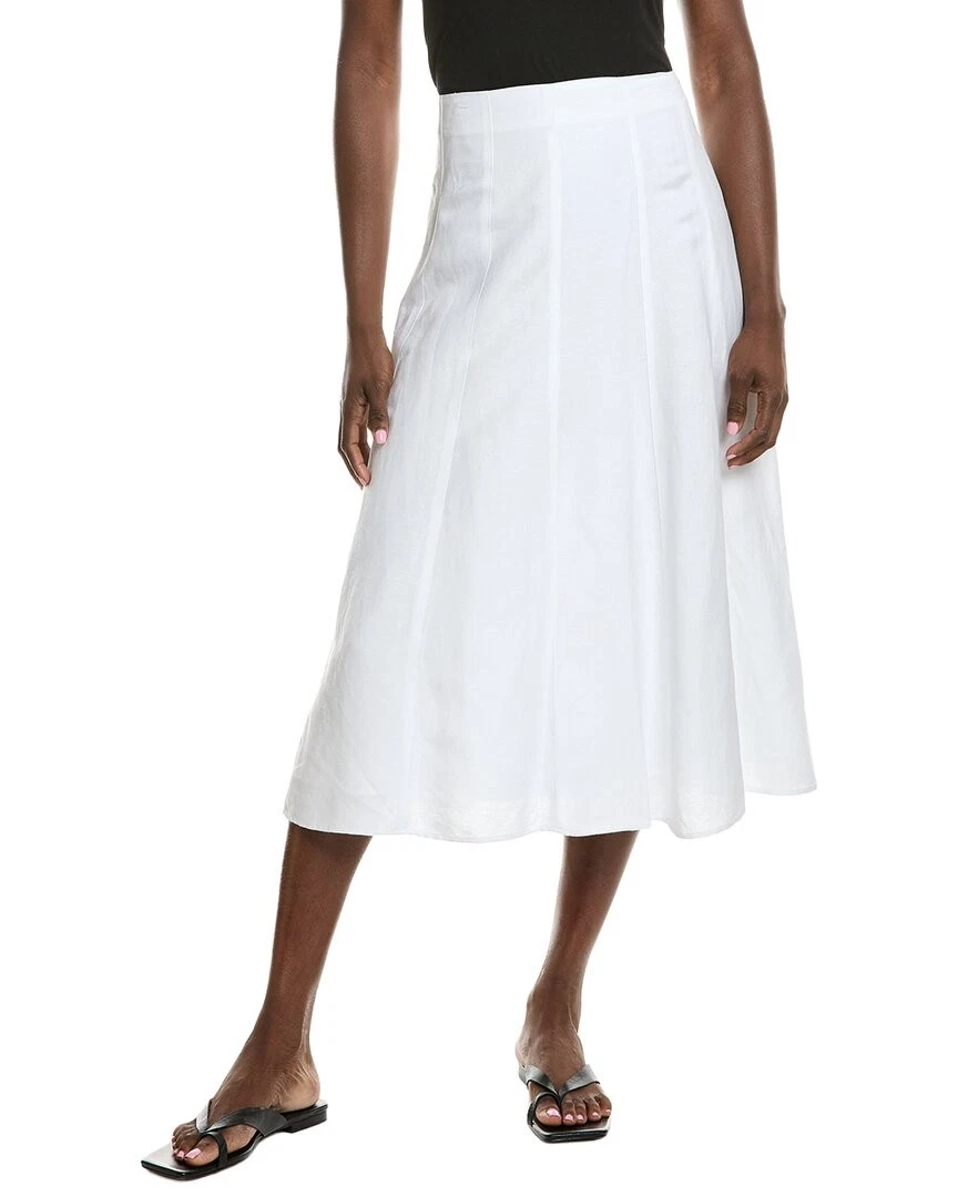 Anne Klein Linen-Blend Paneled A-Line Midi Skirt Women's
