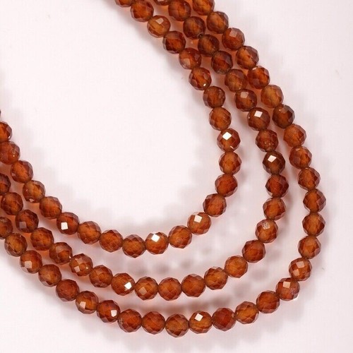 AAA Hessonite Micro Faceted Round Gemstone 3MM Jewelry making Beads 12.5" Strand - Picture 7 of 8