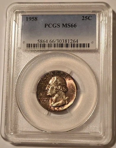 1958 Washington Quarter MS66 PCGS Toned