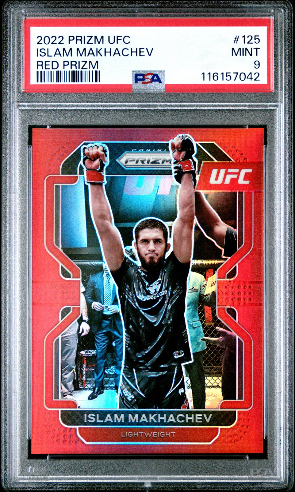 2022 PANINI PRIZM UFC RED PRIZM #125 ISLAM MAKHACHEV 154/299 PSA 9