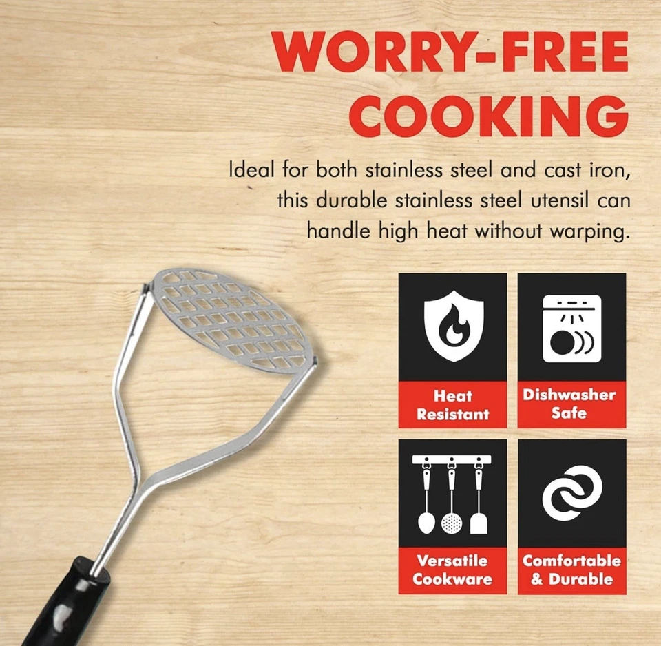 2 Chef Craft Select Sturdy Masher  10.25 inch  Stainless Steel/Black - Image 3 of 4