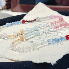 Natural Rainbow Multi Treasure Sea Blue Treasure Crystal Double Loop Bracelet