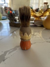 Vintage Boar Bristle Shaving Brush Orange Cream Wood Handle Vtg Razor USA