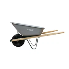 6 Cu. Ft. Steel Wheelbarrow with a Pneumatic Tire and Wood Handles