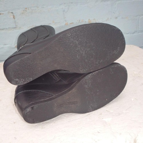 Hush Puppies Leather Boots UK 6 Eur 39 Womens Wedge Black Boots Preloved - Picture 10 of 10
