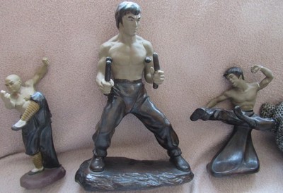 Vintage 3x Keramik Figuren Shaolin Kung Fu Bruce Lee Ninja Skulptur