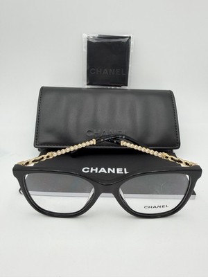 Chanel Eyeglasses  3441 Q A 622 Black Gold pearls 54 17 140 leather New