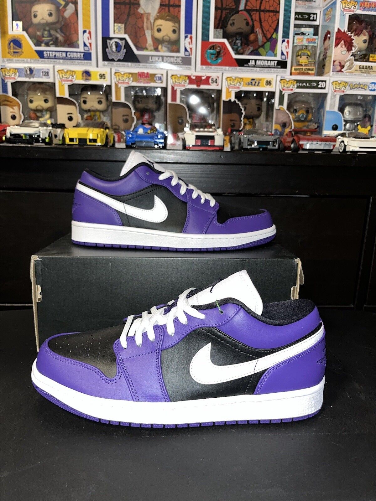 NEW Nike Air Jordan 1 Low Court Purple White Black Shoes 553558-501 Mens  Sizes