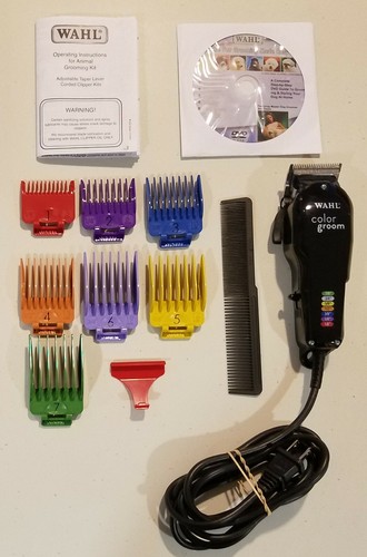 Wahl Professional Color Groom Pet Clippers with 7 Color Coded Guide Combs. (VGC)
