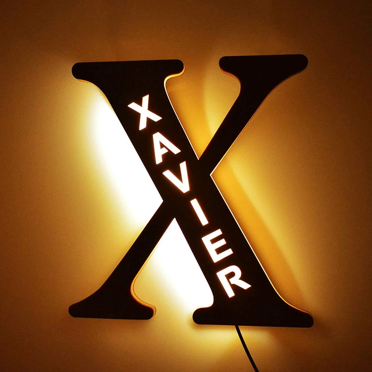 Custom Wooden Engraved Name Wall Light Personalized Gift Night
