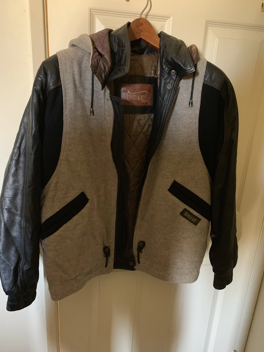Howie & Son Vintage Luxury Ovine Leather and Wool Varsity Bomber Jacket Large