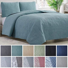 Mellanni Bedspread Coverlet Set 3-Piece Oversized Bed Cover, Ultrasonic Quilt