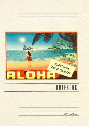 Vintage Lined Notebook Aloha, Greetings from Hawaii, Hula Girl on Beach by Found - Afbeelding 1 van 1