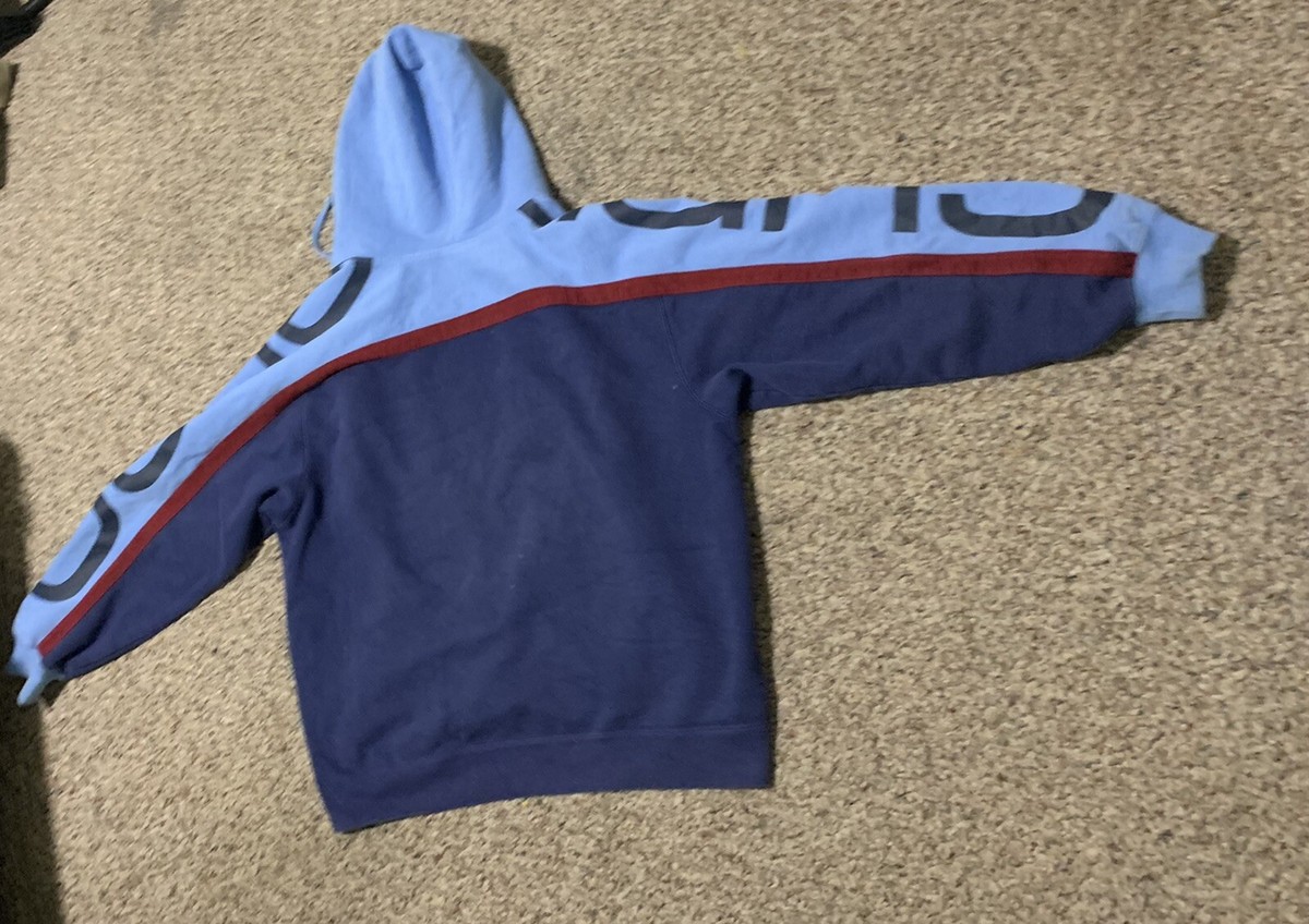 Supreme Big Logo Paneled Zip Up Hooded Sweatshirt Navy Large Supreme Big Logo Paneled Zip Up Hooded Sweatshirt Navy Large