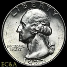 1932 WASHINGTON QUARTER FIRST YEAR GEM+++(WQ163)