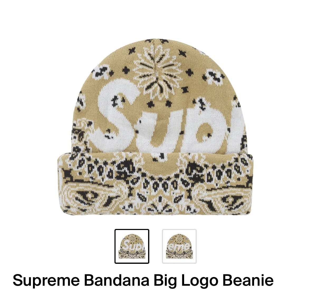 Bonnet Supreme Bandana Big Logo TAN   Épuisé ?   En main   EXPÉDIÉ DÈS QUE POSSIBLE ??