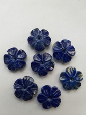 7 Pcs Lot Front To Back Drilled 1MM Hole Hand Carved Natural Lapis Lazuli Beads