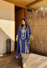 PAKISTANI STYLE HEAVY CHINON SILK TOP PALAZZO WITH DUPATTA FOR WEDDING