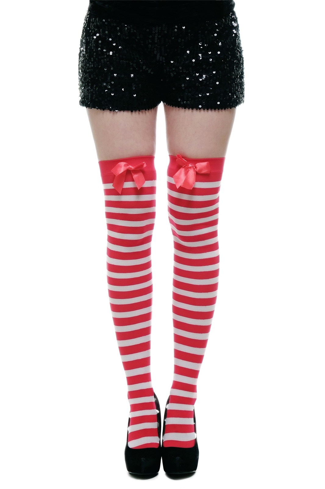 Carnaval Medias sobre la Rodilla Medias Cortas Rojo Blanco Rayas Kess Girly Z059
