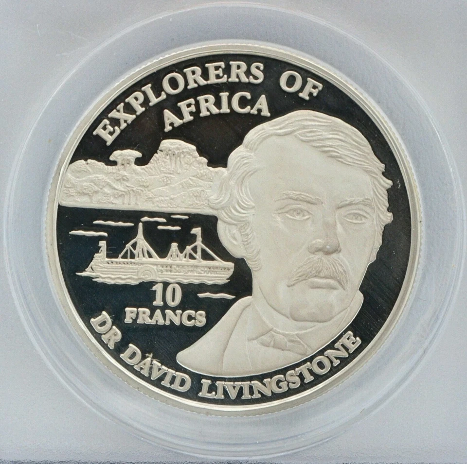 1999 CONGO AFRICA SILVER 10 Francs PF 69 ULTRA CAMEO NGC Dr. David Livingstone - Image 2 of 4