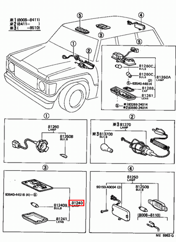 Genuine Toyota LandCruiser FZJ70 FJ70 FJ62 FJ60 BJ70 Front Interior Light Lamp - Picture 4 of 13