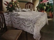 Quaker Lace Tablecloth 60 x 84 Diana White Cotton Blend Dining Room Kitchen