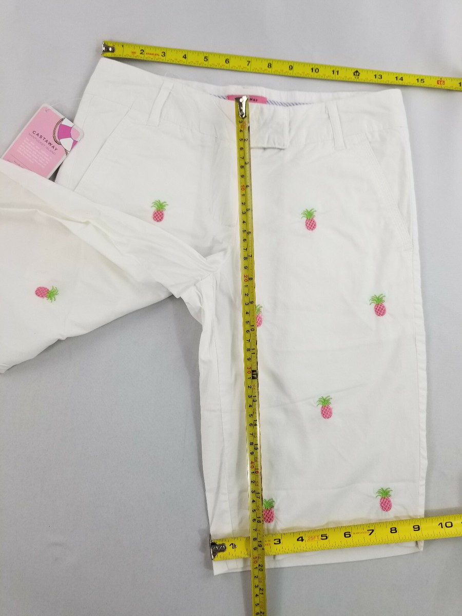 CASTAWAY Nantucket Island women shorts bermuda pineapple white