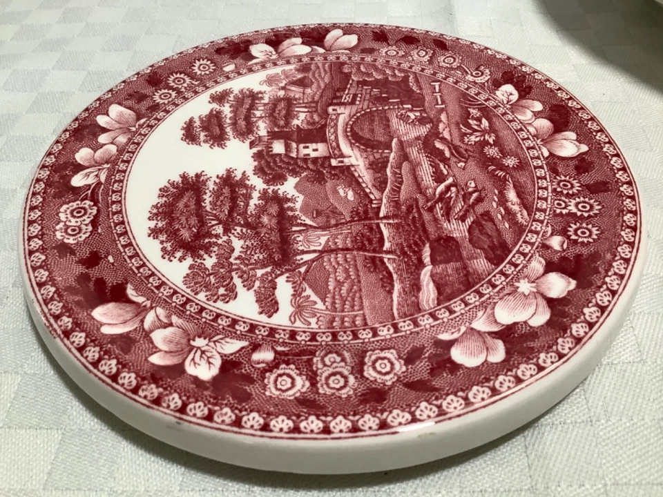 "Sello ovalado de remache redondo Copeland Spode Tower rosa 5 7/8"" Inglaterra RARO" Foto 3 de 4