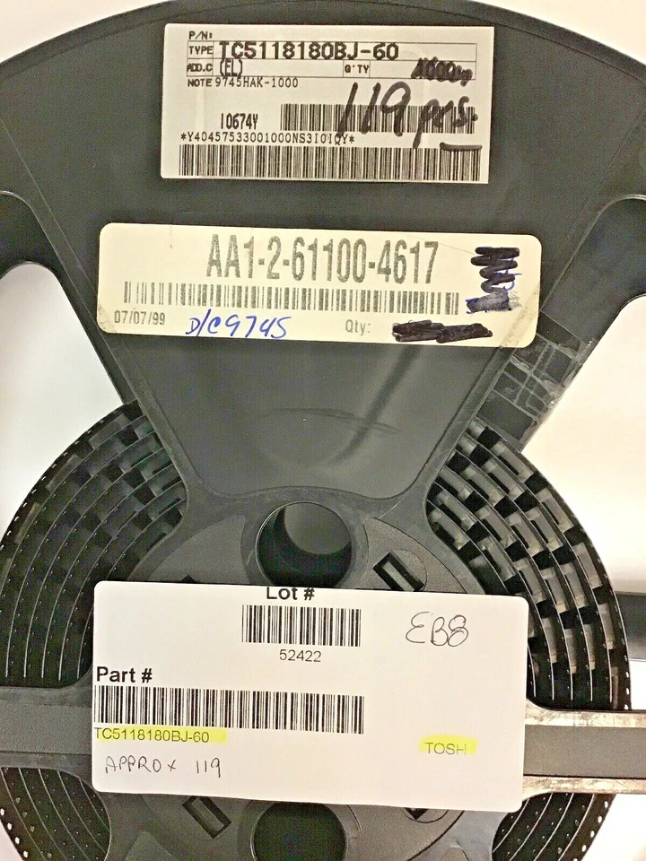 TC5118180BJ-60 TOSHIBA 8MB 72-pin SIMM Vintage Ram REEL of ~119 PCS - Image 3 of 4