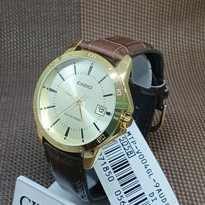 Casio MTP-V004GL-7A - Orologio Uomo Classico Al Quarzo, Cinturino In Pelle Marrone E Quadrante Bianco