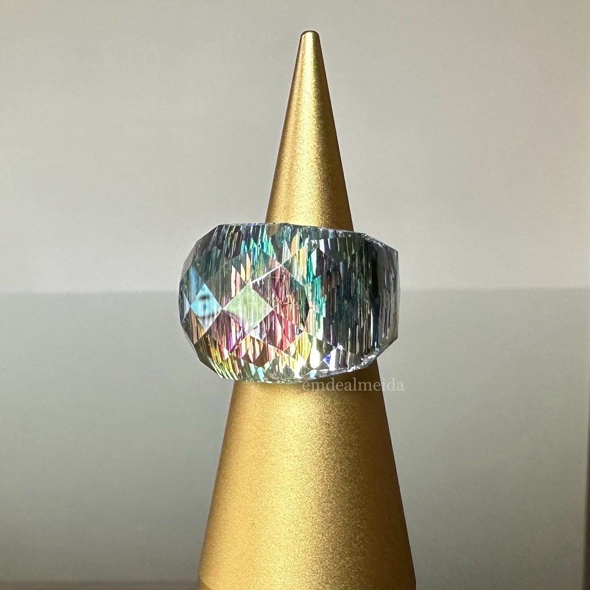 RARE Swarovski Crystal Nirvana Aurora Borealis AB Ring Size