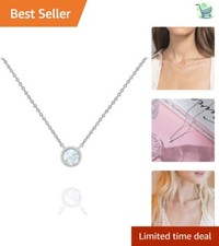 Elegant Created White Opal Necklace with 14K Gold Plating - Perfect for Layering