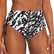 BAR III HW Side Drawstrings Bikini Swim Bottom Size XL B/W Animal Retail 44
