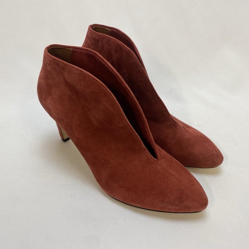 Tamaris Dark Red Suede Almond Toe Open Front Stiletto Ankle Boots UK Size 7 B50 - Picture 3 of 10