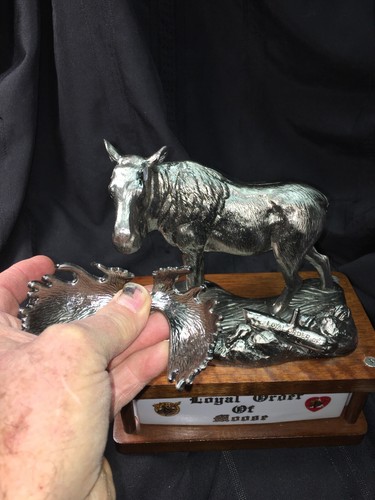 Loyal Order Of Moose Large Whiskey Decanter In Wood With Heavy Metal Moose Rare! - Picture 2 of 12